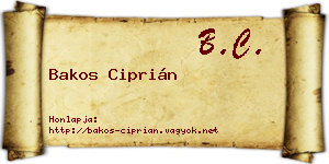 Bakos Ciprián névjegykártya